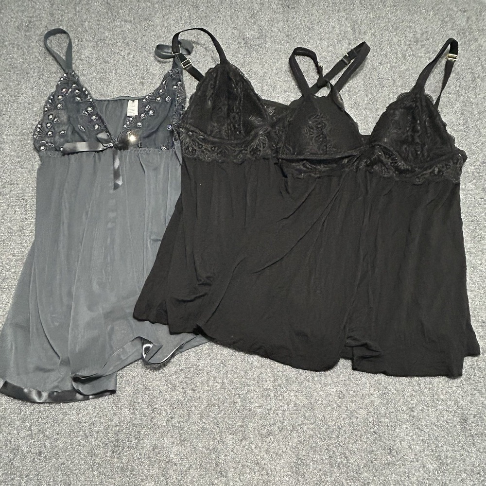 Lot Of 3 Lingerie Daisy Fuentes Babydoll 2X Push Up Black And 1 Unbranded Sheer